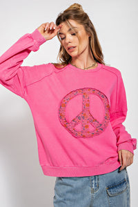 Peace Sign Pullover {hot pink}