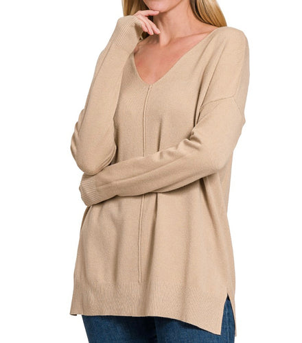 Fall In Line Sweater Vneck {sand}