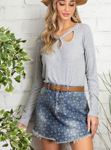 Cut Out Queen Top Gray