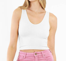 Load image into Gallery viewer, Reversible Ribbed Crop {white}